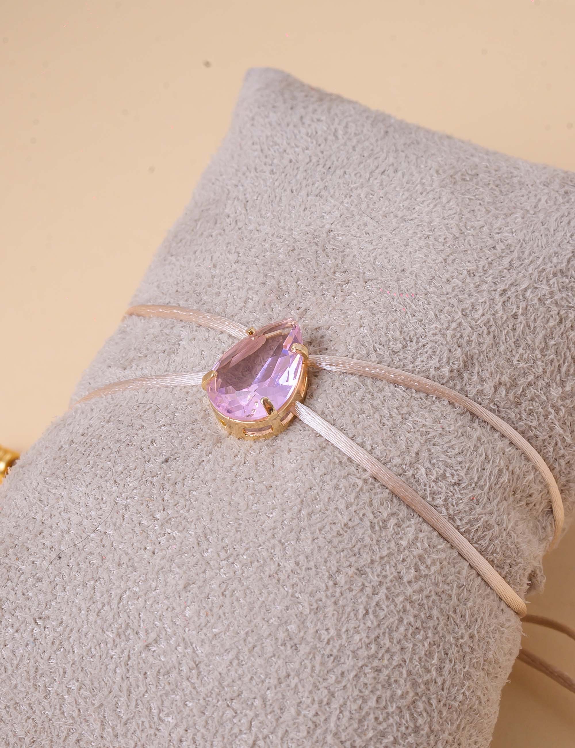 PULSEIRA NUDE GOTA CRISTAL ROSA - PU29065VO26