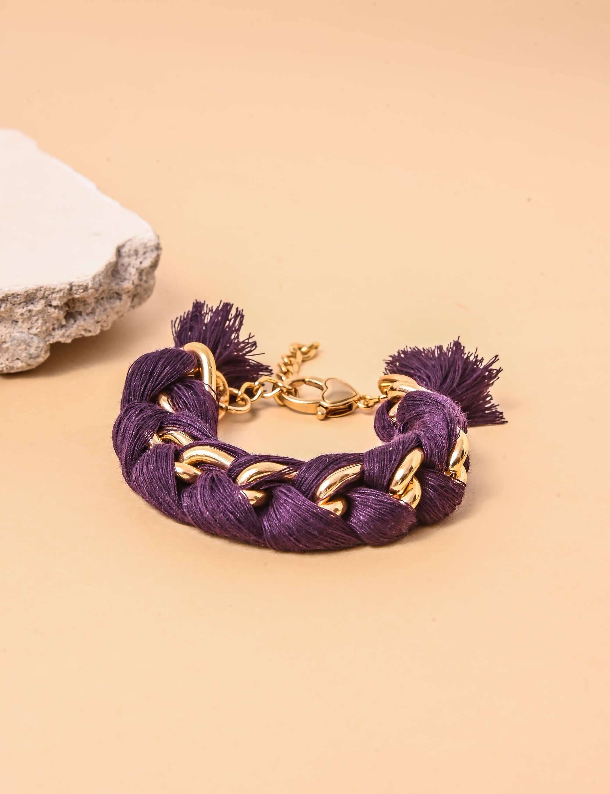 Pulseira Trançada Feita A Mão Roxo