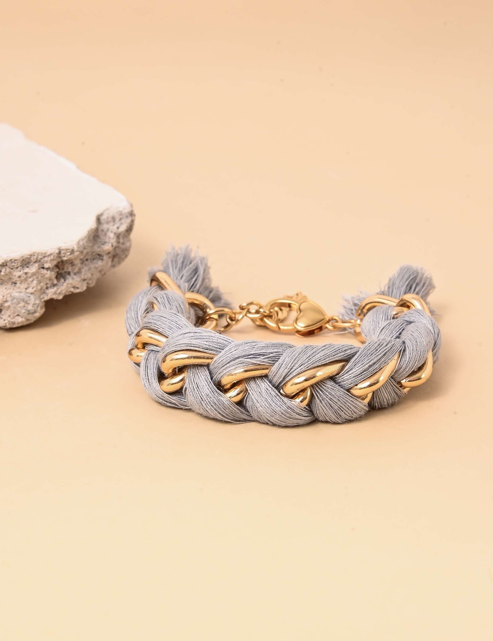 Pulseira Trançada Feito a Mão Cinza